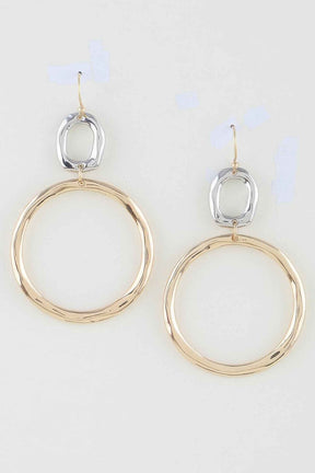 Two-tone Organic Hoop Drop Earrings