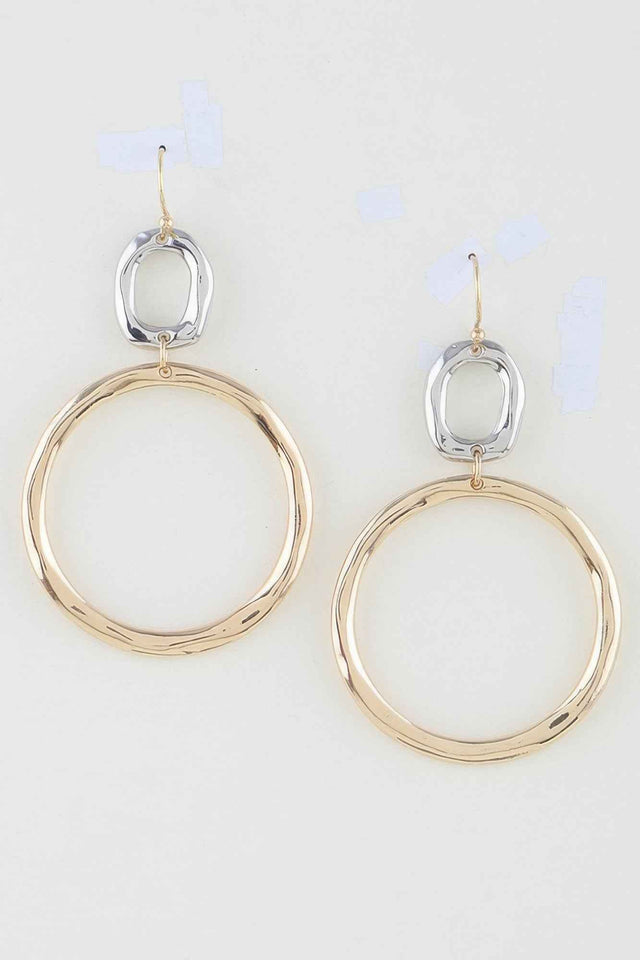 Two-tone Organic Hoop Drop Earrings
