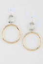 Two-tone Organic Hoop Drop Earrings