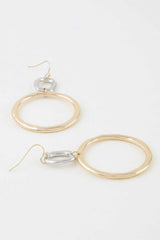 Two-tone Organic Hoop Drop Earrings