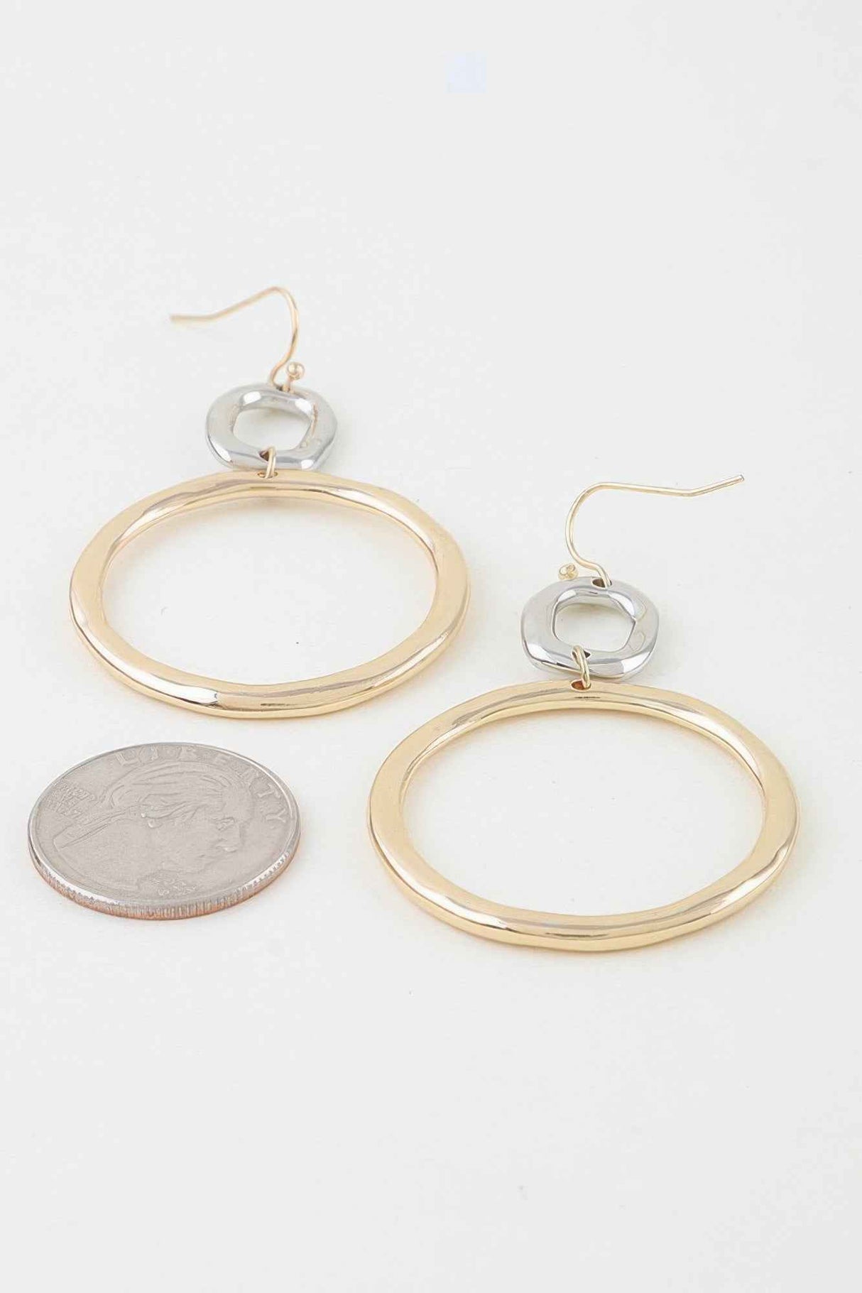 Two-tone Organic Hoop Drop Earrings