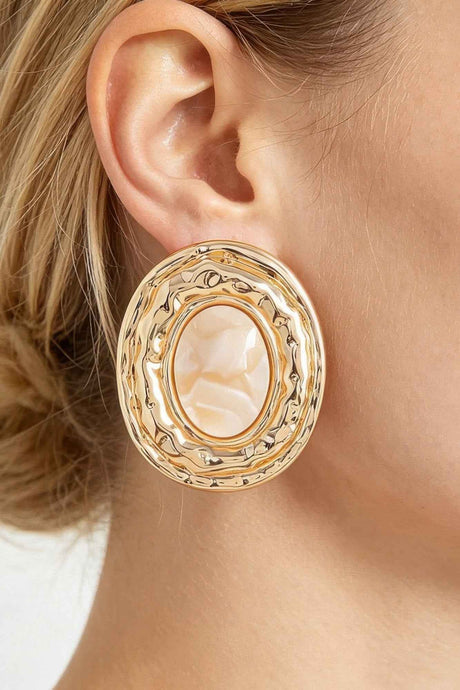 Hammered Marble Disc Earrings