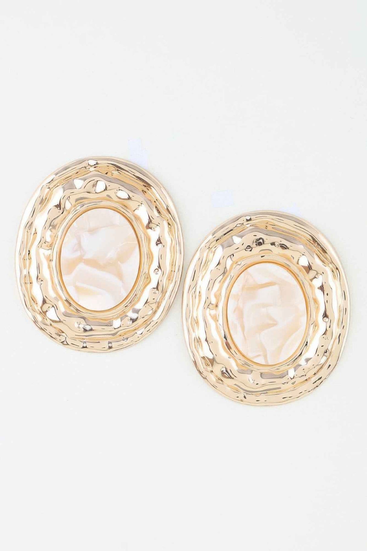 Hammered Marble Disc Earrings