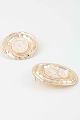 Hammered Marble Disc Earrings
