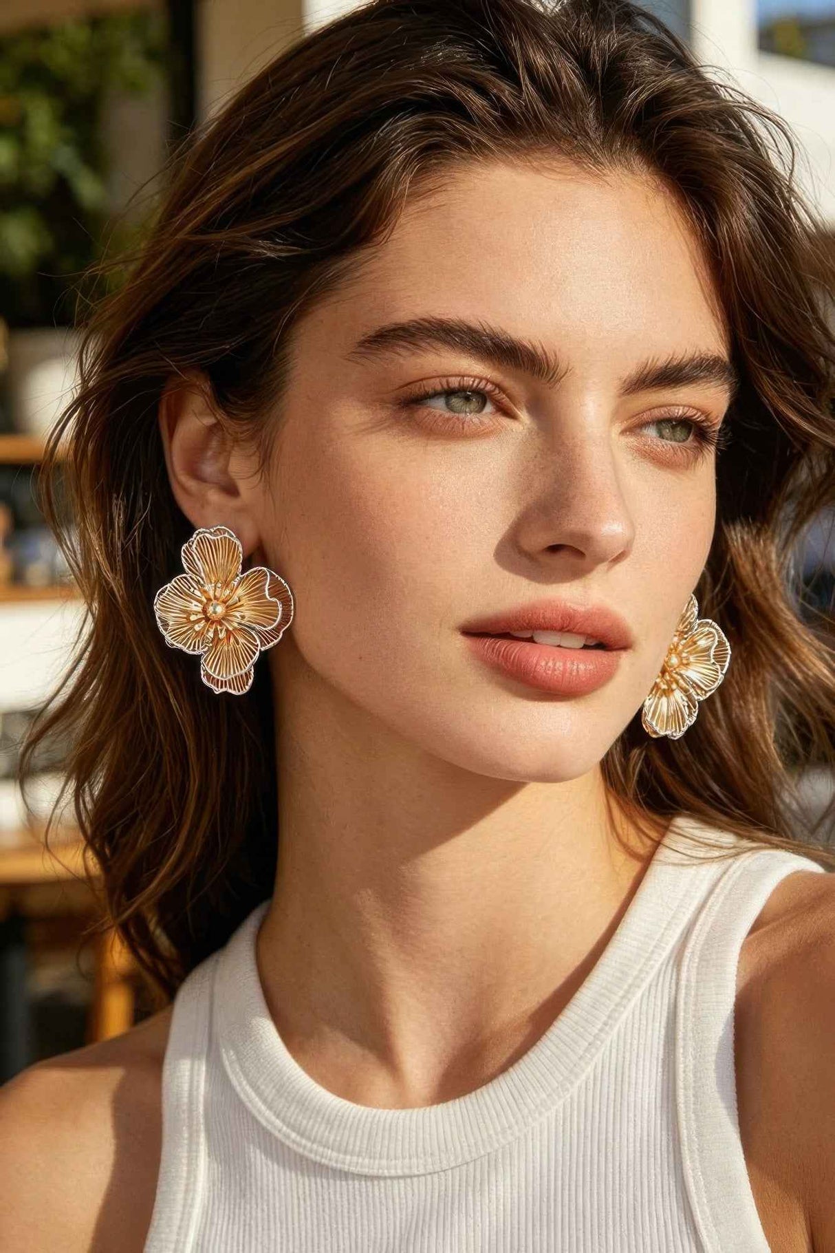 Delicate Glitter Blooming Flower Earrings