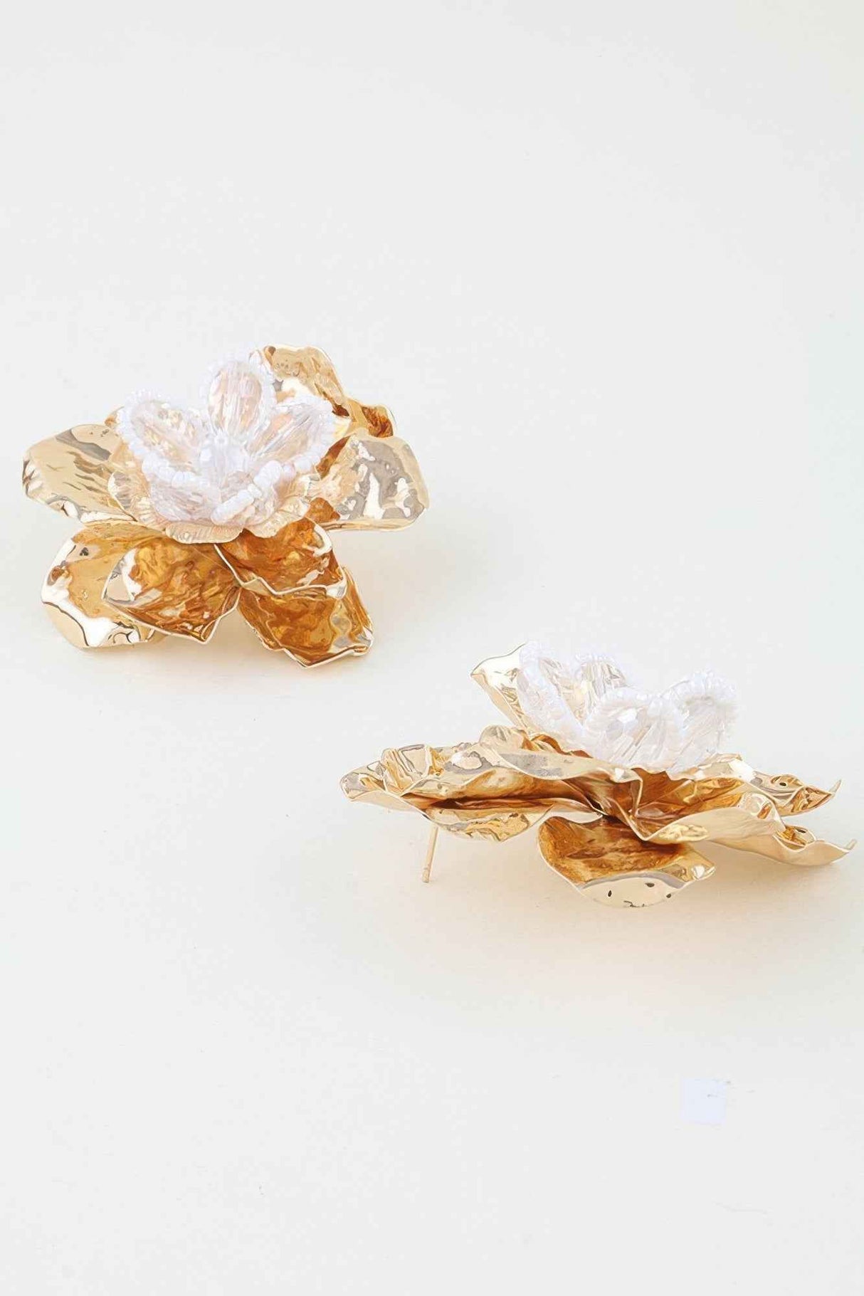 Hammered Blooming Flower Stud Earrings