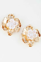 Hammered Blooming Flower Stud Earrings