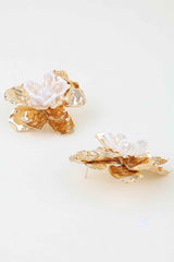 Hammered Blooming Flower Stud Earrings