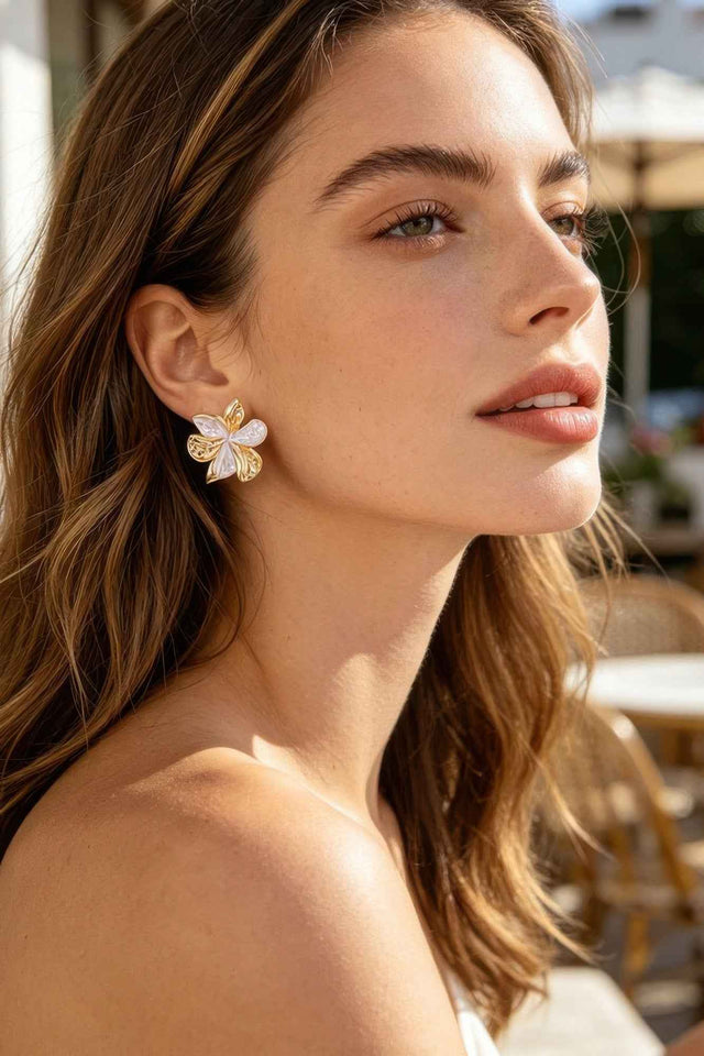 Modern Polished Blooming Flower Earrings