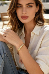 Polished Diamond Cut Cuff Bracelet