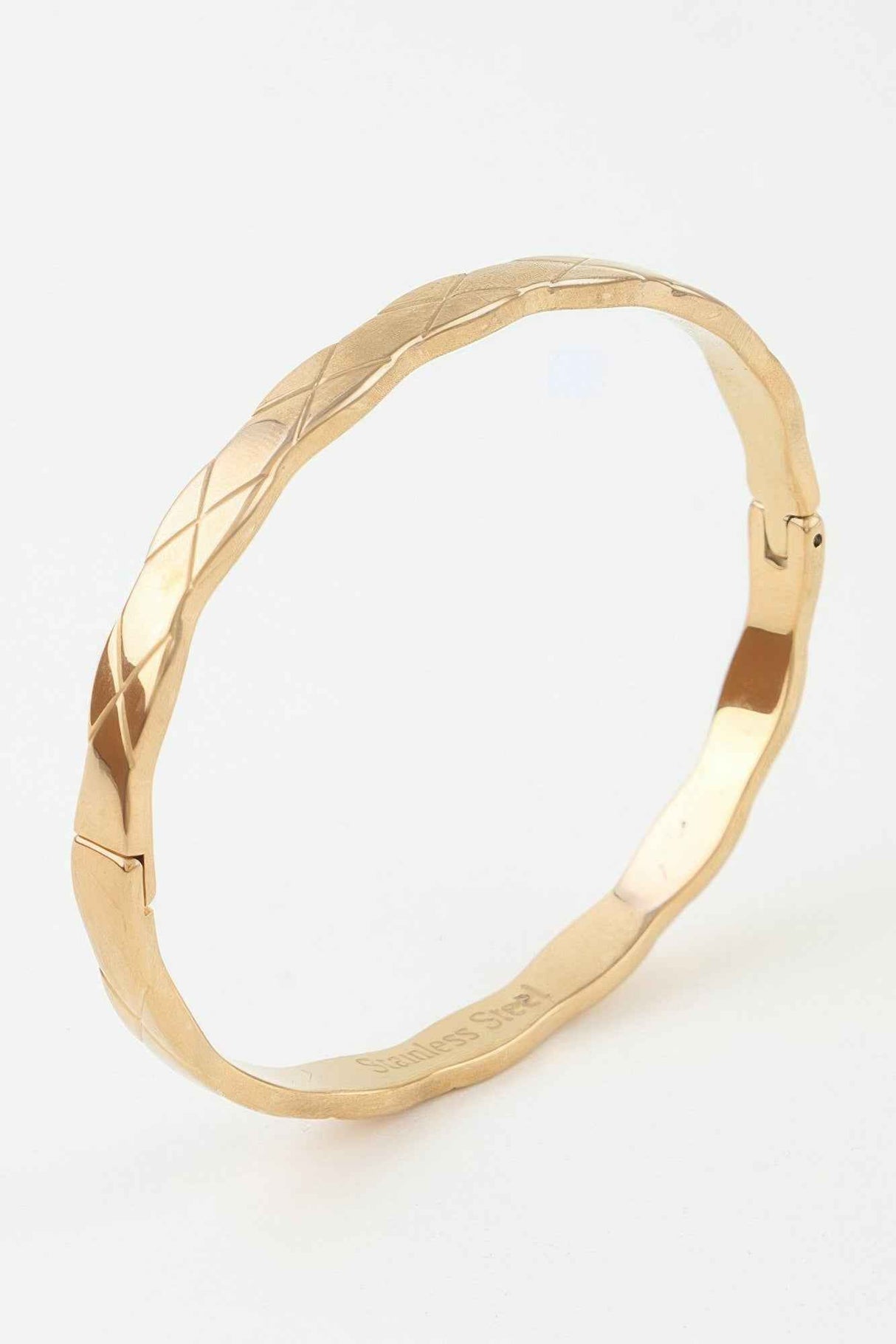 Polished Diamond Cut Cuff Bracelet