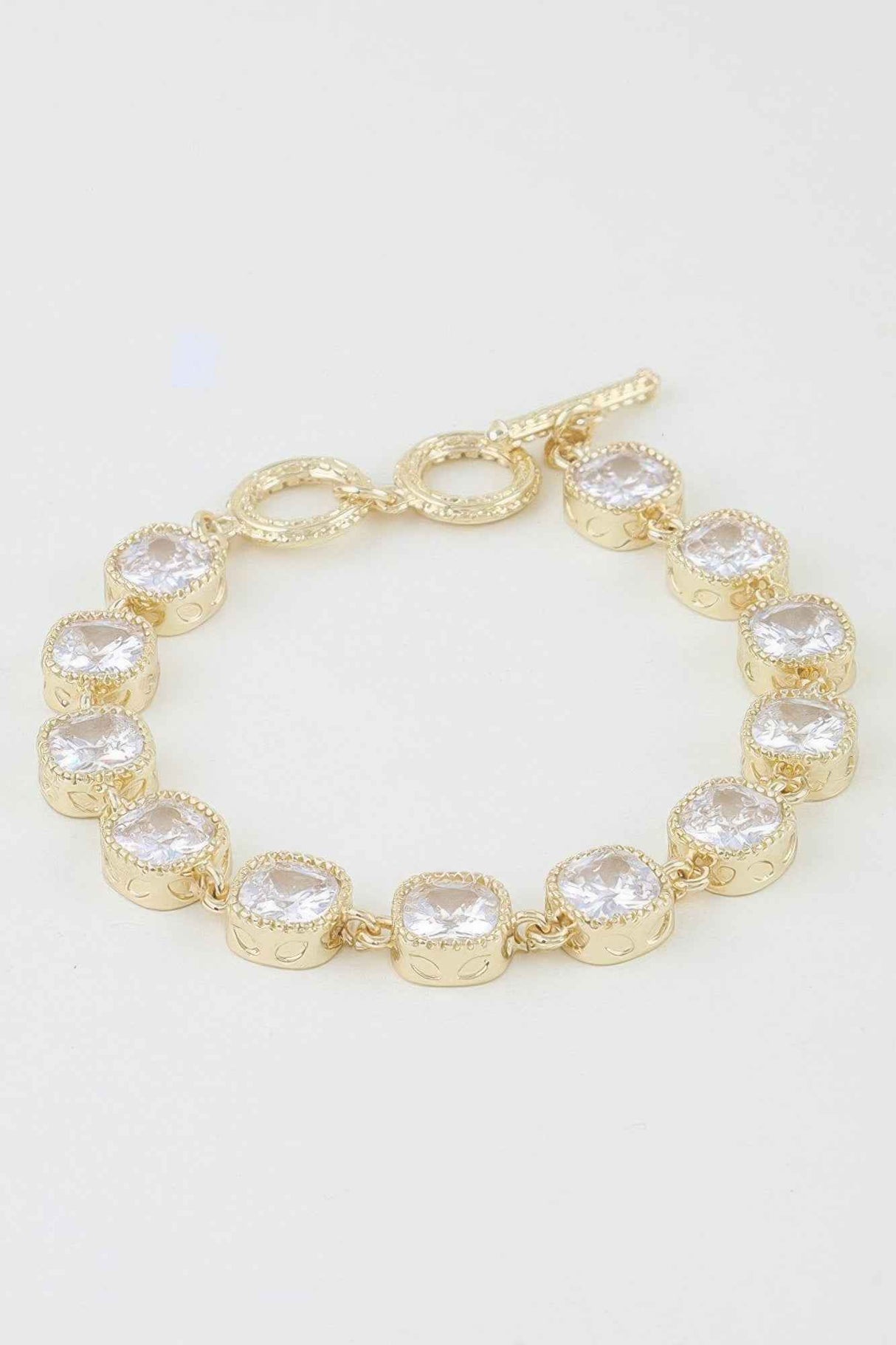 Cubic Zirconia Toggle Chain Bracelet