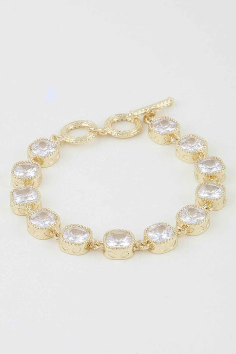 Cubic Zirconia Toggle Chain Bracelet