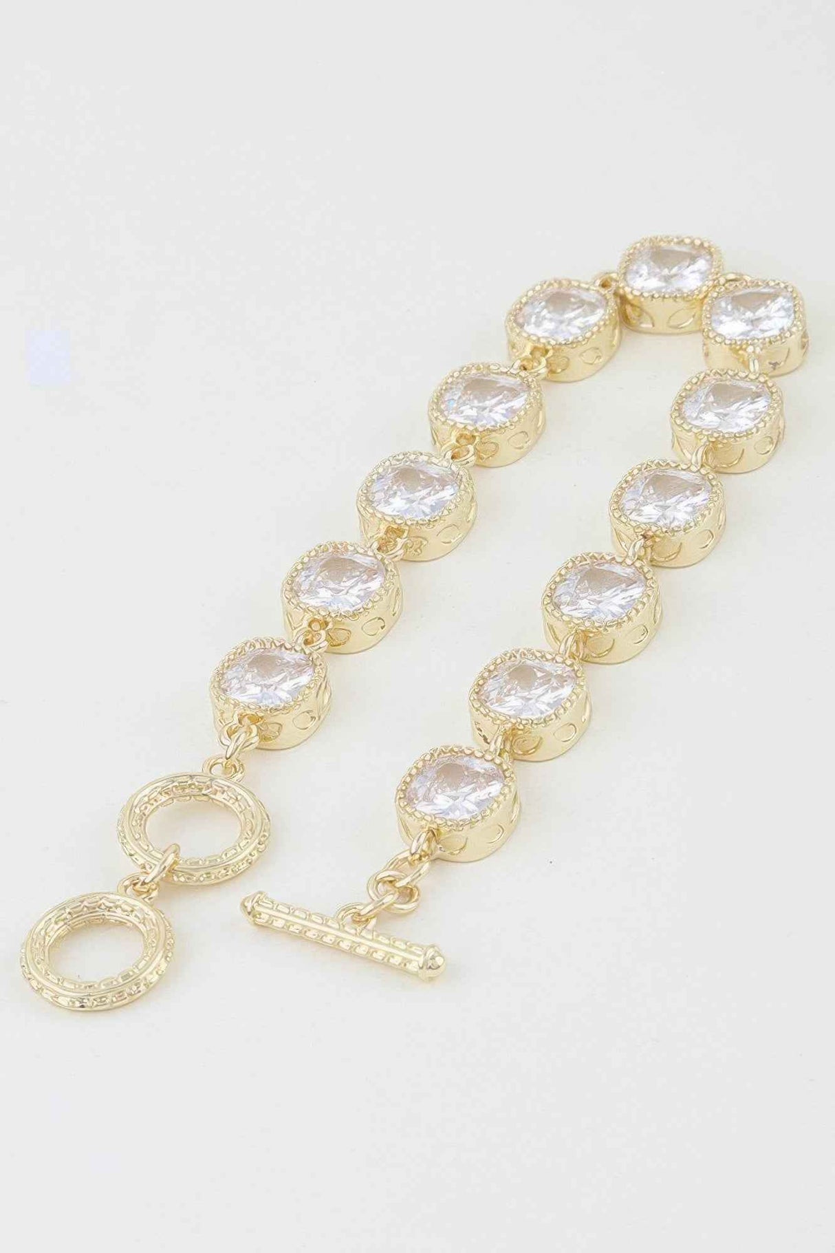 Cubic Zirconia Toggle Chain Bracelet