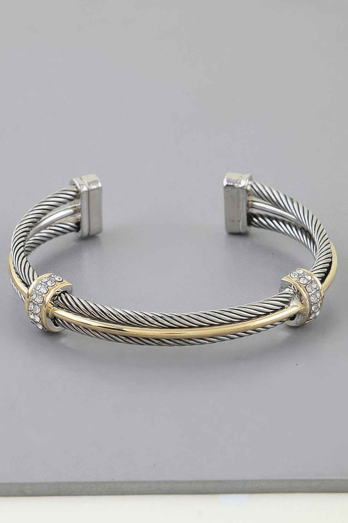 Bejeweled Multi Twisted Open Cuff Bracelet