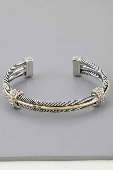 Bejeweled Multi Twisted Open Cuff Bracelet
