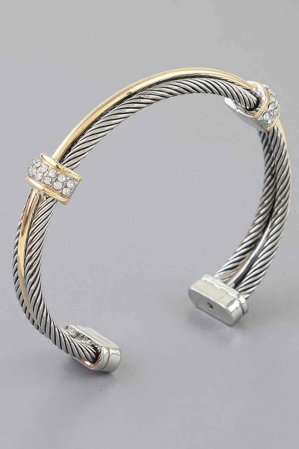 Bejeweled Multi Twisted Open Cuff Bracelet