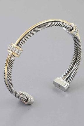Bejeweled Multi Twisted Open Cuff Bracelet