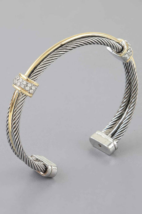 Bejeweled Multi Twisted Open Cuff Bracelet