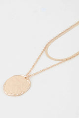 Double Hammered Pendant Chain Necklace
