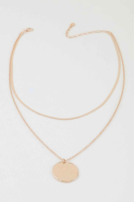 Double Hammered Pendant Chain Necklace