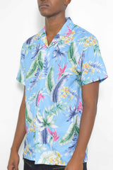 Mens Short Sleeve Floral Button Down Shirt