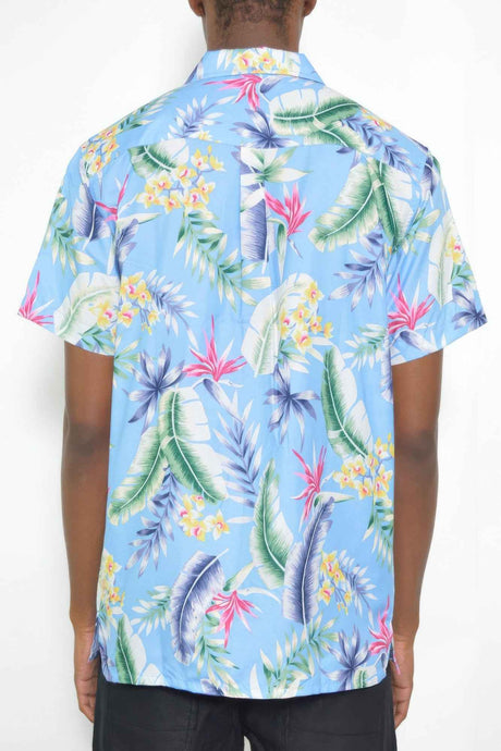 Mens Short Sleeve Floral Button Down Shirt