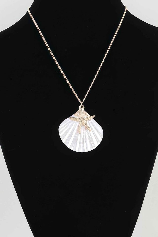 Multi Starfish Seashell Charm Necklace