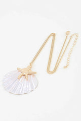 Multi Starfish Seashell Charm Necklace