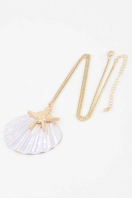 Multi Starfish Seashell Charm Necklace