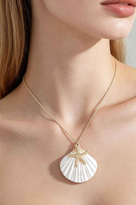 Multi Starfish Seashell Charm Necklace