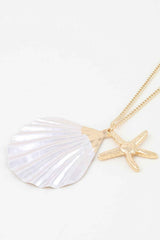 Multi Starfish Seashell Charm Necklace
