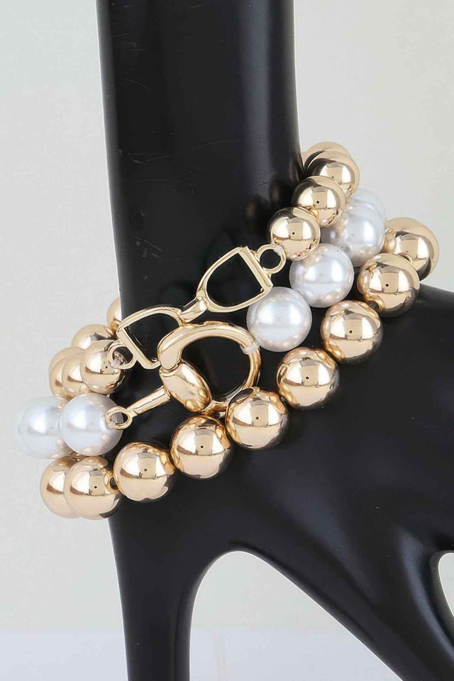 Multi Polished Toggle Beaded Bracelet