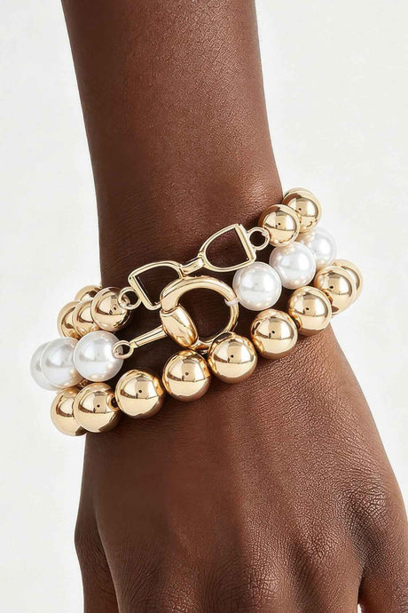 Multi Polished Toggle Beaded Bracelet