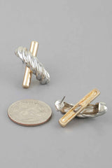 Two Toned Twisted X Earrings