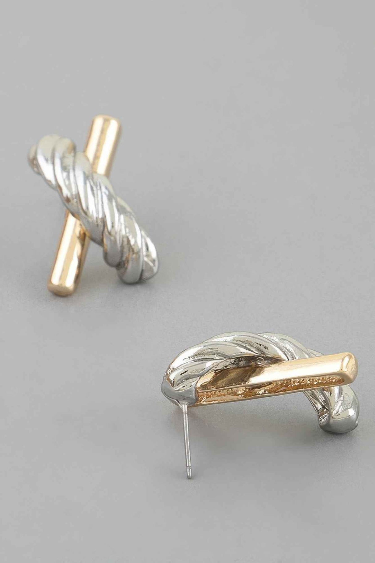Two Toned Twisted X Earrings