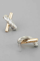 Two Toned Twisted X Earrings