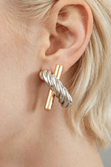 Two Toned Twisted X Earrings