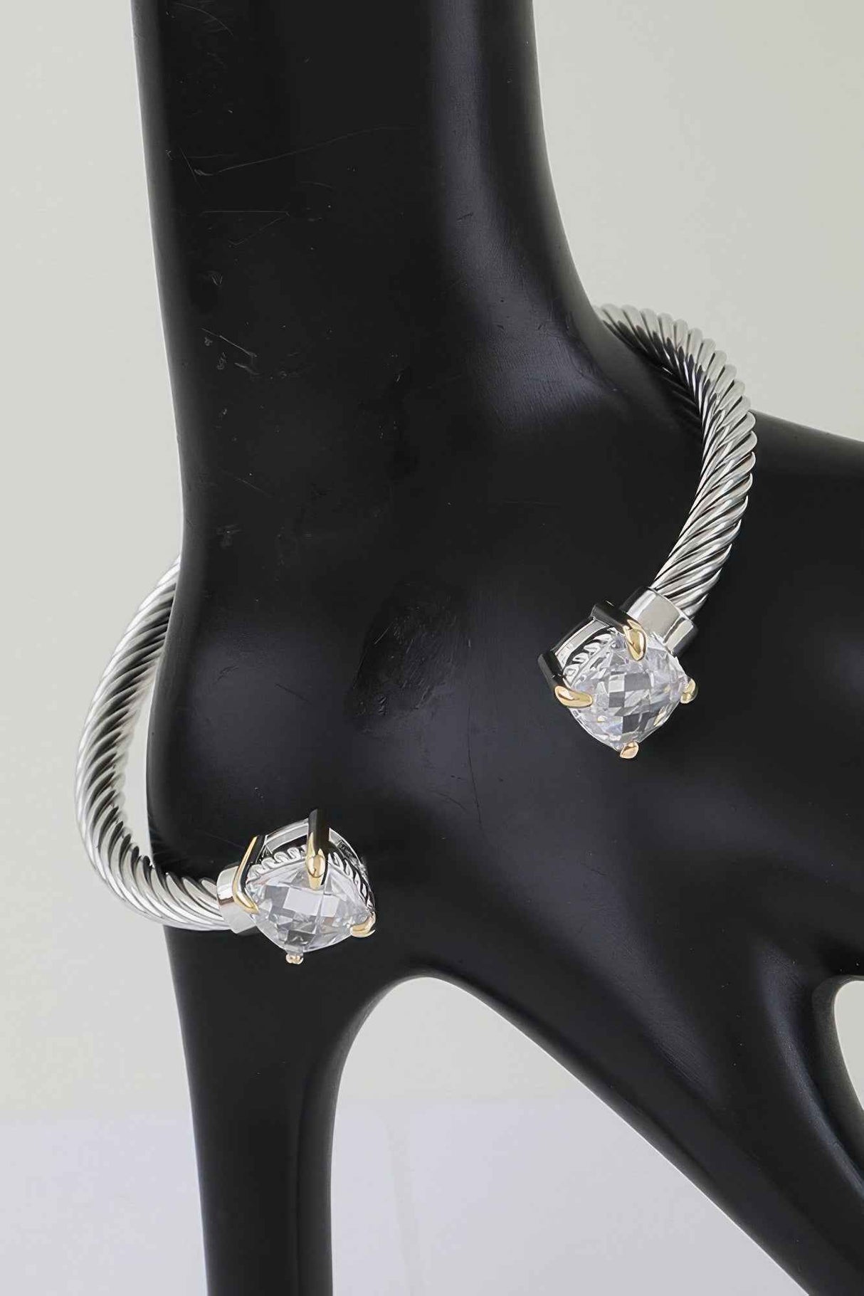Open Cubic Twisted Cuff Bracelet
