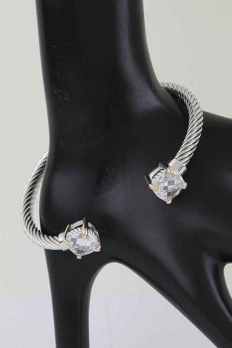Open Cubic Twisted Cuff Bracelet