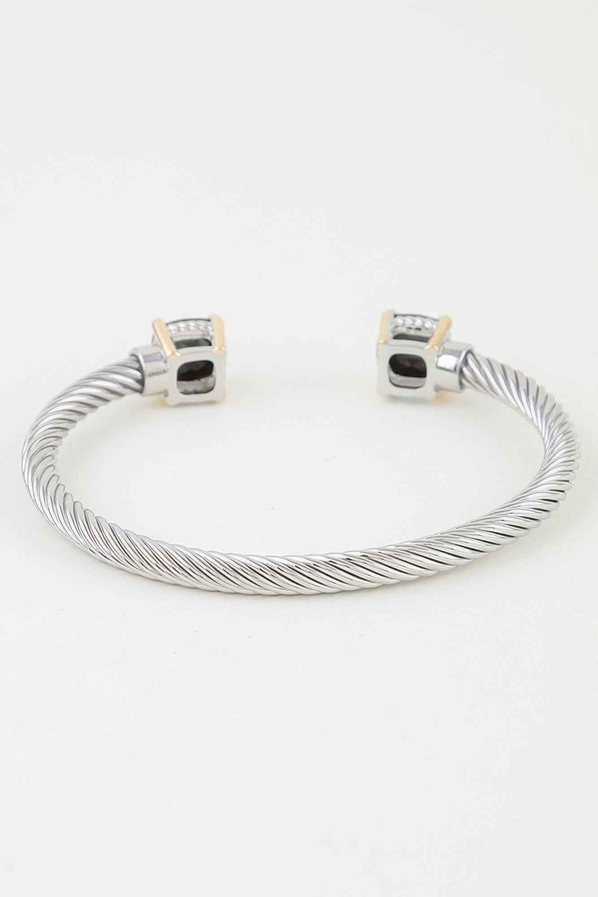 Open Cubic Twisted Cuff Bracelet