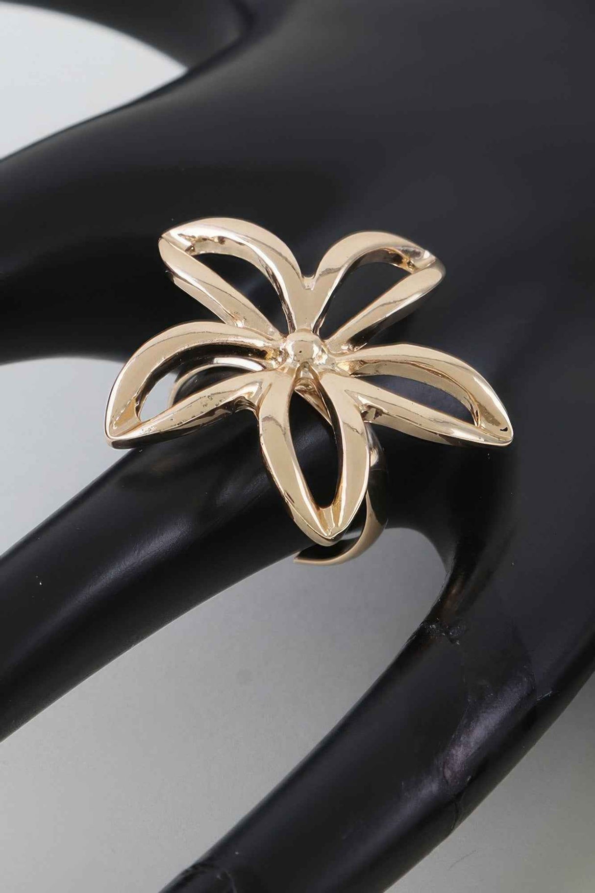 Polished Open Flower Band Ring