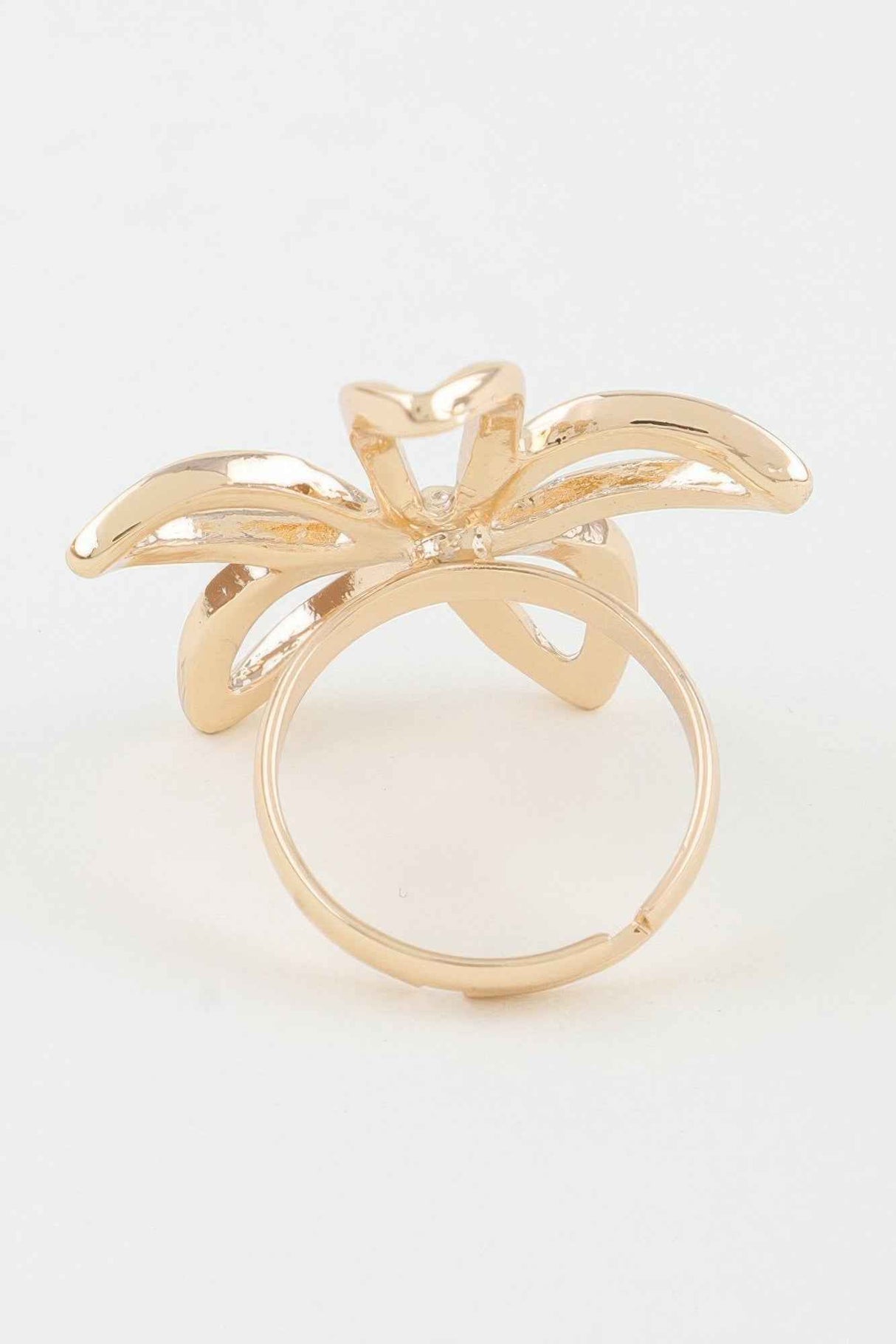 Polished Open Flower Band Ring