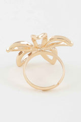Polished Open Flower Band Ring