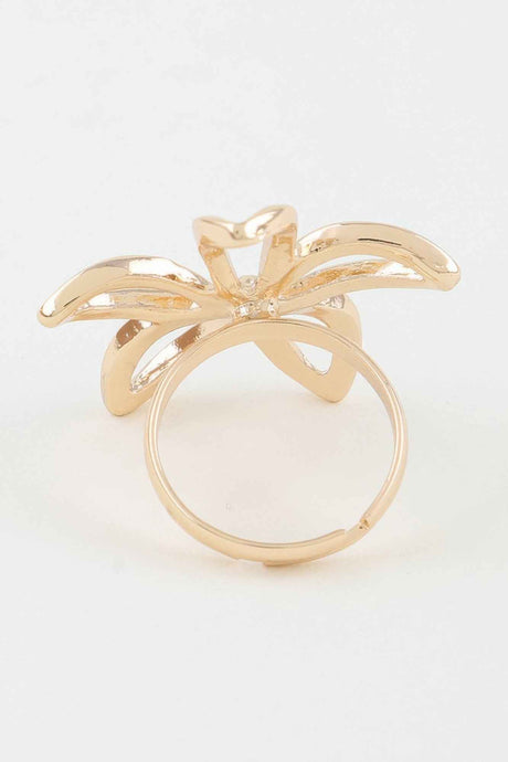 Polished Open Flower Band Ring