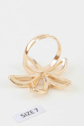 Polished Open Flower Band Ring