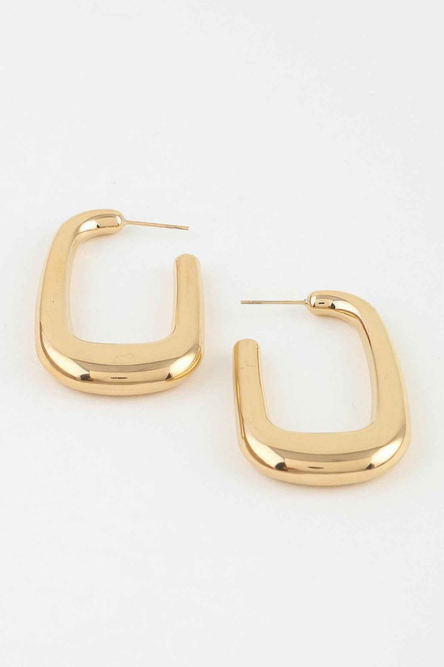 Polished Modern Cubic Hoop Earrings