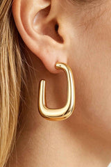Polished Modern Cubic Hoop Earrings