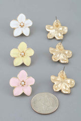 Marble Stone Flower Stud Earrings