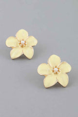Marble Stone Flower Stud Earrings